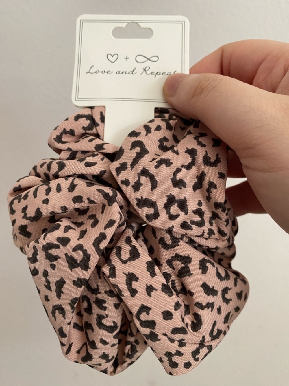 Love and Repeat Pink Leopard Bow Scrunchie